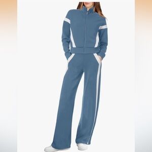 Stylish Blue and White Track Pants for Women